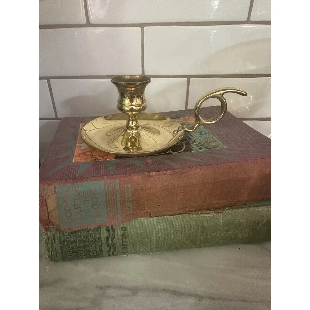 Vintage Solid Brass Chamberstick Candlestick Holder Traditional Home Cottage